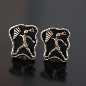 Vtg GO FLY A KITE Chunky Cufflinks Gold/Black